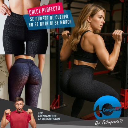 Calza Push Up Frunce Levanta Cola Tiro Alto Deportiva Lycra - Negro - Imagen 7