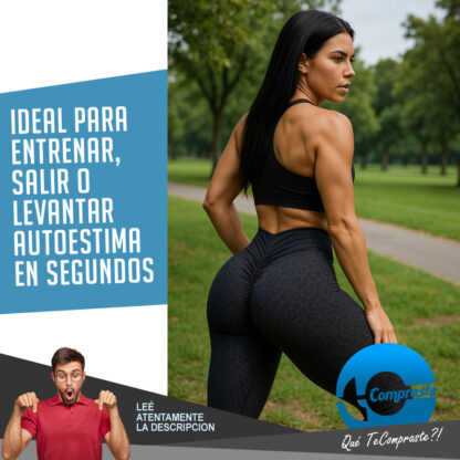 Calza Push Up Frunce Levanta Cola Tiro Alto Deportiva Lycra - Negro - Imagen 5