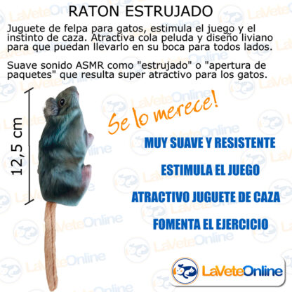 Raton Estrujado 12cm (TBP1175) - Juguete Peluche Gato - Imagen 2