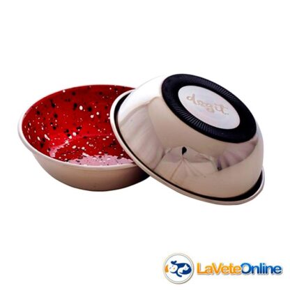 Comedero Acero Inoxidable Rojo Moteado Small 350ml (98519) - Imagen 3