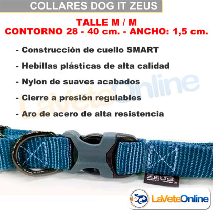 Collar Regulable Zeus M / M Azul 1,5cm x 28-40cm - Collar Ajustable Medium (99515) - Imagen 2