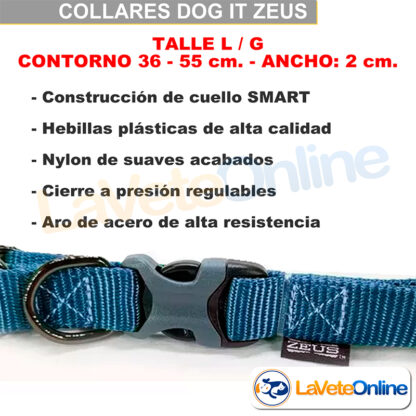 Collar Regulable Zeus L / G Rojo 2cm x 36-55cm - Collar Ajustable Large Grande (99521) - Imagen 2
