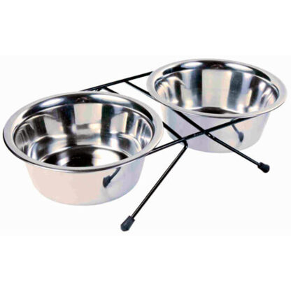 Comedero Doble Cazuelas Ac. Inoxidable 1600cc (TBP24024)