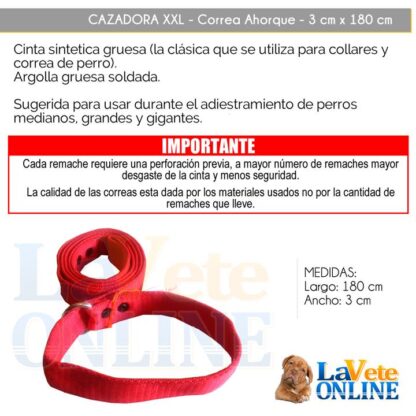 Correa Cazadora Collar Ahorque Adiestramiento 3 x 170 cm (BY024) - Imagen 2