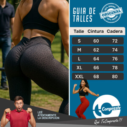 Calza Push Up Frunce Levanta Cola Tiro Alto Deportiva Lycra - Negro - Imagen 9