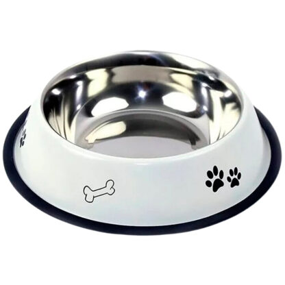 Comedero Ac. Inoxidable Estampado Blanco 900cc (TBP24004)