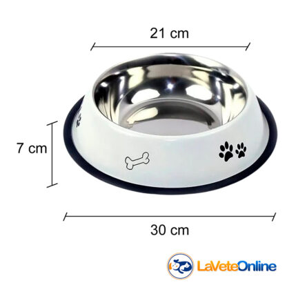 Comedero Ac. Inoxidable Estampado Blanco 1600cc (TBP24005) - Imagen 2