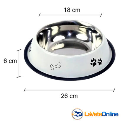 Comedero Ac. Inoxidable Estampado Blanco 900cc (TBP24004) - Imagen 2