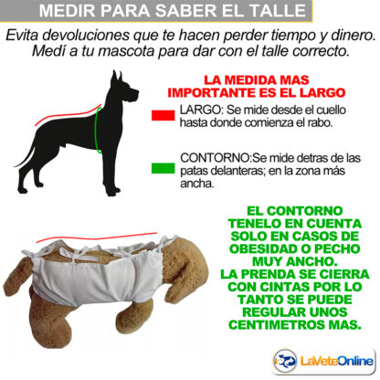 Bata Post Quirurgica para Mascotas Talle 6 - Recuperacion Cirugia Perro Gato (LU10-6) - Imagen 3