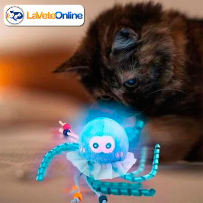 Medusa con luz y catnip Activa por movimiento GIGWI SHINNING FRIENDS JELLYFISH C/LED (MILX7458) - Imagen 2