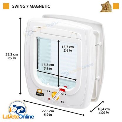 Swing 7 Blanca - Puerta Vaiven Sistema Magnetico Para Gatos y Perros Pequeños (FP72104011) - Imagen 2