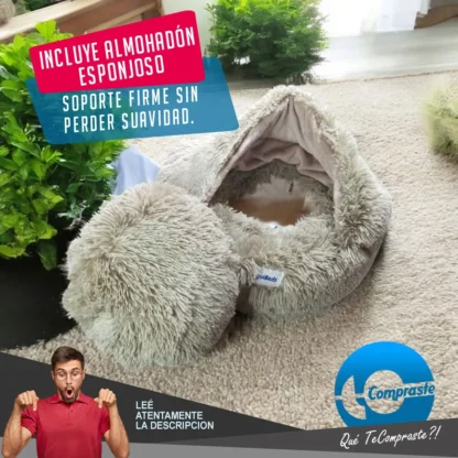 Cama Moises Cueva 50cm Diametro Manta Sleeping para Perro o Gato - Beige - Imagen 4