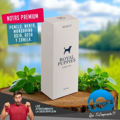 Perfume Gato Mascotas Perro Locion 50ml Royal Puppies Moscú Moscú - Simil 1 Million (Paco Rabanne) y Versace Eros - Imagen 3