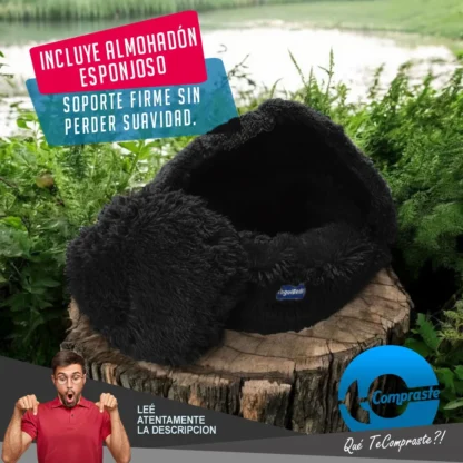 Cama Moises Cueva 50cm Diametro Manta Sleeping para Perro o Gato - Negro - Imagen 4