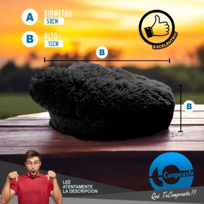 Cama Moises Cueva 50cm Diametro Manta Sleeping para Perro o Gato - Negro - Imagen 2