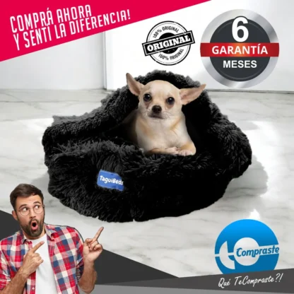 Cama Moises Cueva 50cm Diametro Manta Sleeping para Perro o Gato - Negro - Imagen 9