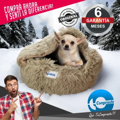 Cama Moises Cueva 50cm Diametro Manta Sleeping para Perro o Gato - Beige - Imagen 10