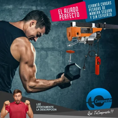 Aparejo Electrico Malacate 250kg Elevación 12mts Montacarga - Imagen 4