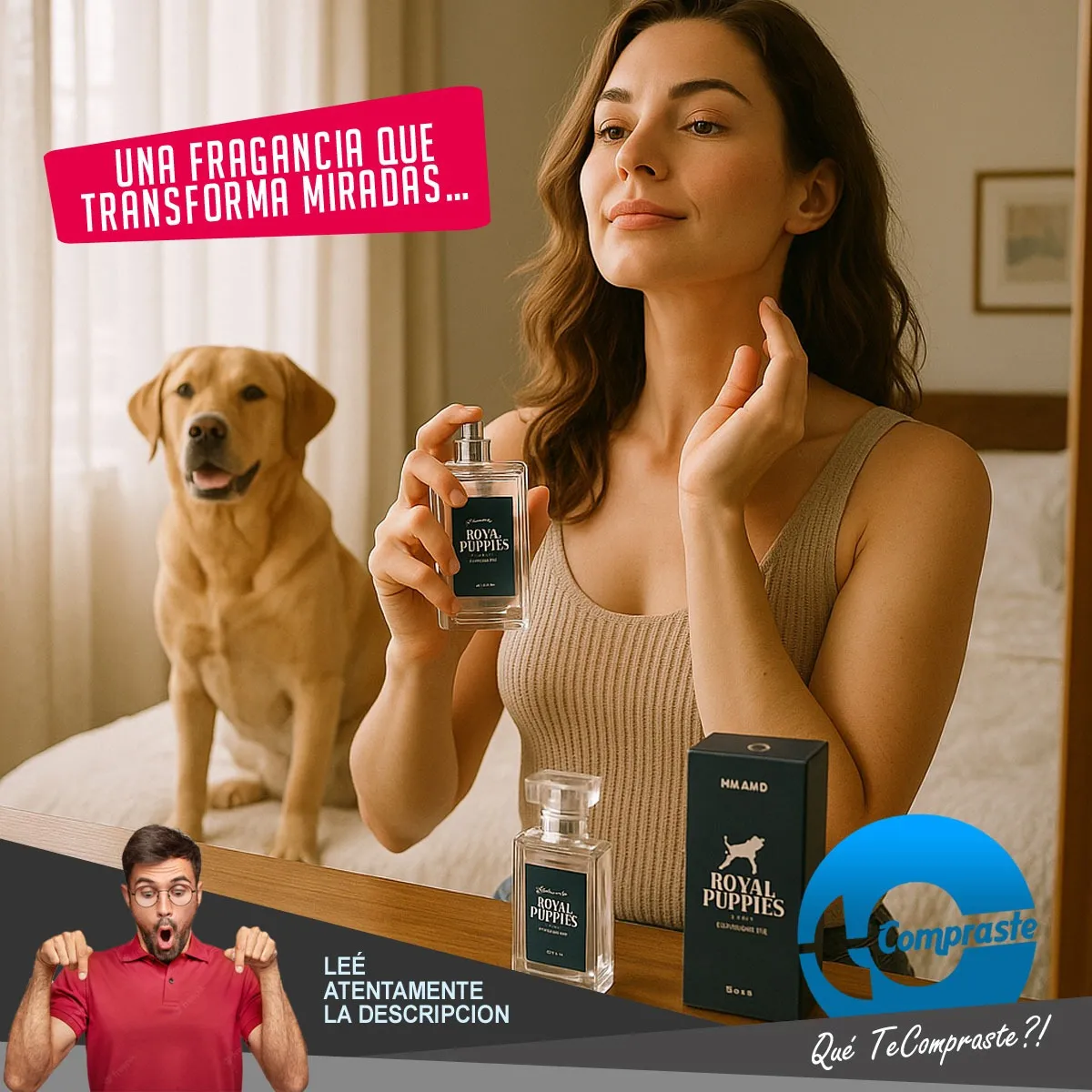 Perfume Fragancia Mascotas Perro 50ml Royal Puppies Milano Milano - Simil La Nuit de L’Homme (YSL) y CH Men Privé (Carolina Herrera) - Imagen 7