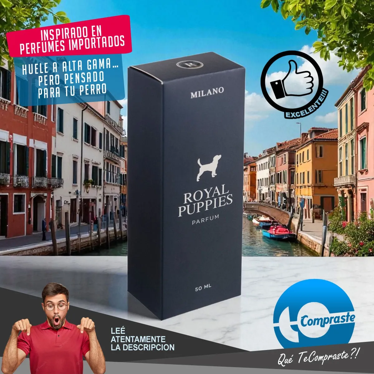 Perfume Fragancia Mascotas Perro 50ml Royal Puppies Milano Milano - Simil La Nuit de L’Homme (YSL) y CH Men Privé (Carolina Herrera) - Imagen 6