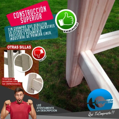 Banco de Madera Banqueta / Taburete Fabricado en Pino Desayunador Bar Quincho Emprendimientos Garantia 2 Años - Imagen 5