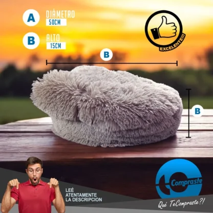 Cama Moises Cueva 50cm Diametro Manta Sleeping para Perro o Gato - Gris - Imagen 2