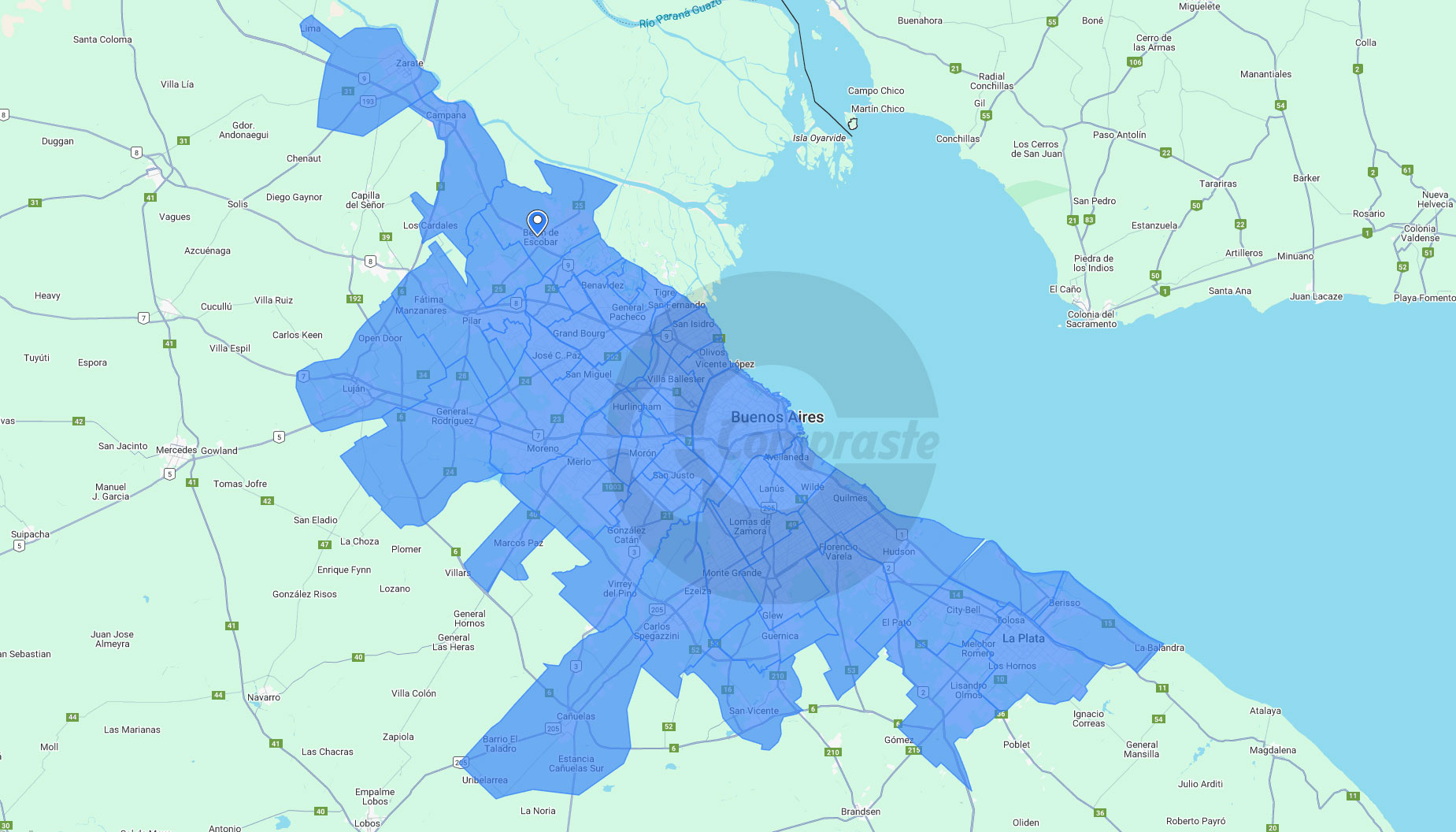 Mapa zonas de envío teCompraste