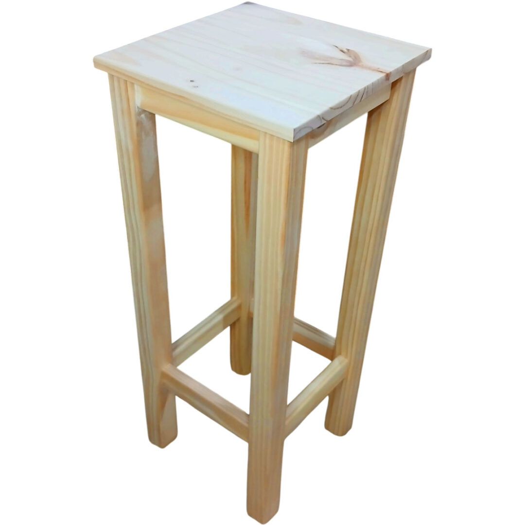 Banqueta Banco Alto Pino Natural Macizo Cocina Quincho Bar 77cm Garantia 2 Años