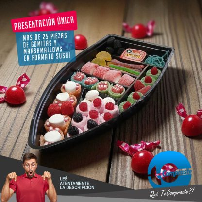 Bandeja Bote Sushi Gomitas Premium Regalo Original Eventos Cumpleaños - Más de 25 Piezas - Imagen 5
