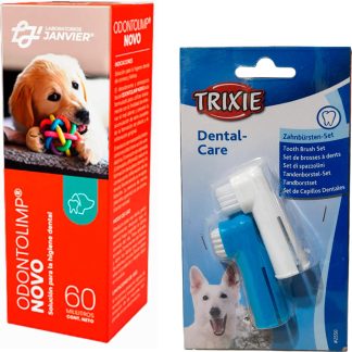 Kit Limpieza Dental Spray + Cepillos Dedo Cerdas y Goma