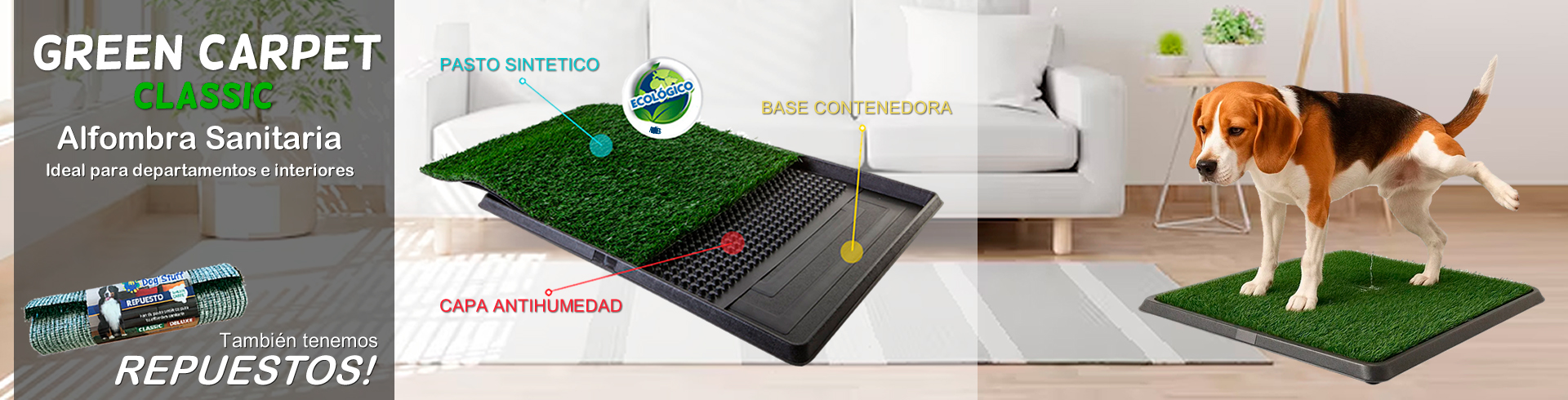 Bandeja Sanitaria para Perros – Green Carpet