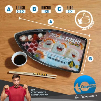 Bandeja Bote Sushi Gomitas Premium Regalo Original Eventos Cumpleaños - Más de 25 Piezas - Imagen 2