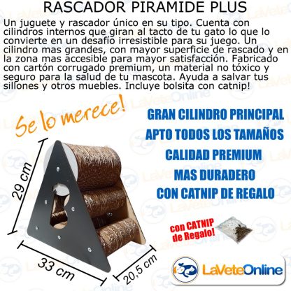 Rascador Gato Piramide Plus Carton Premium Incluye Catnip (BG042) - Imagen 2