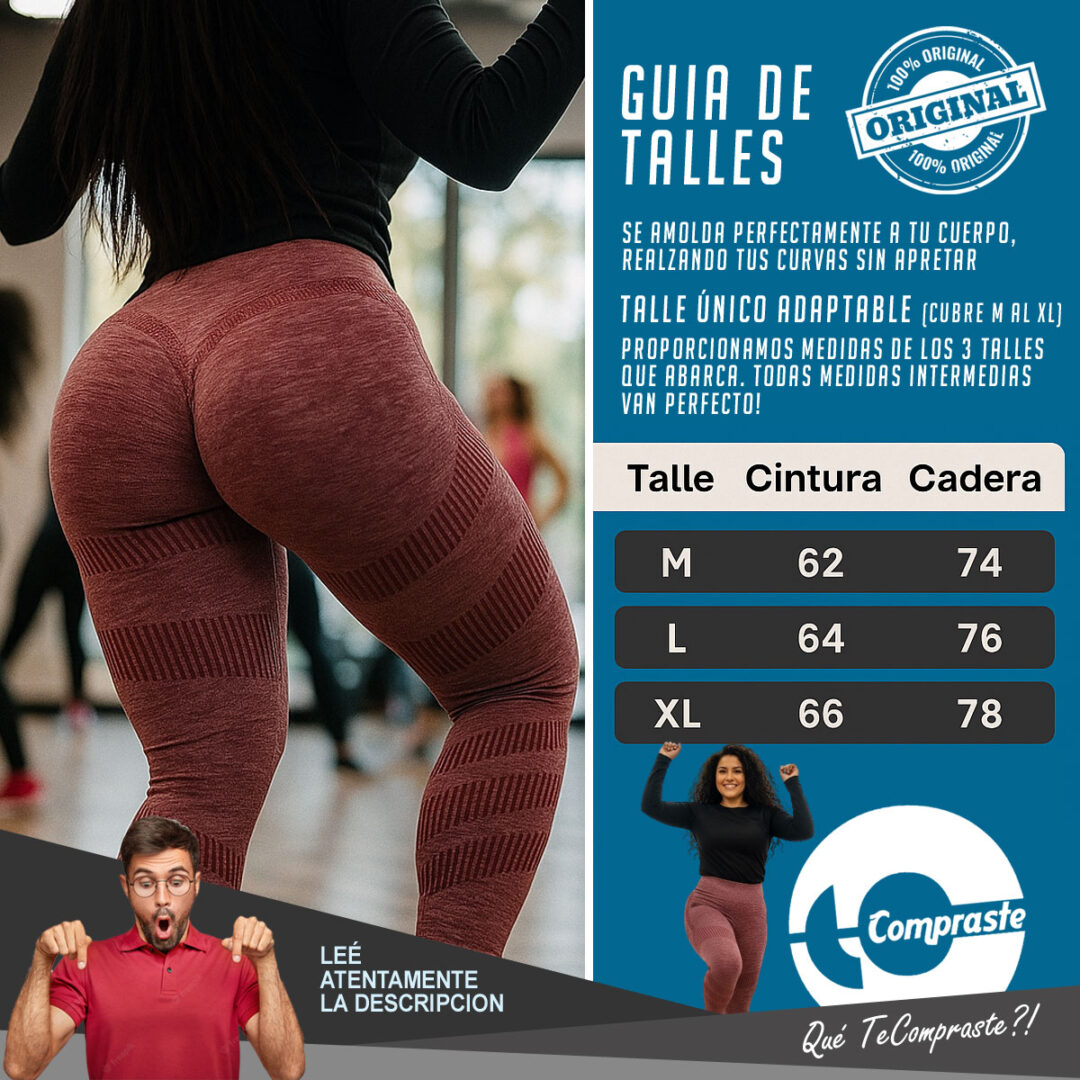 Calza Push Up Frunce Levanta Cola Tiro Alto Talle Unico (M-XL) - Imagen 3