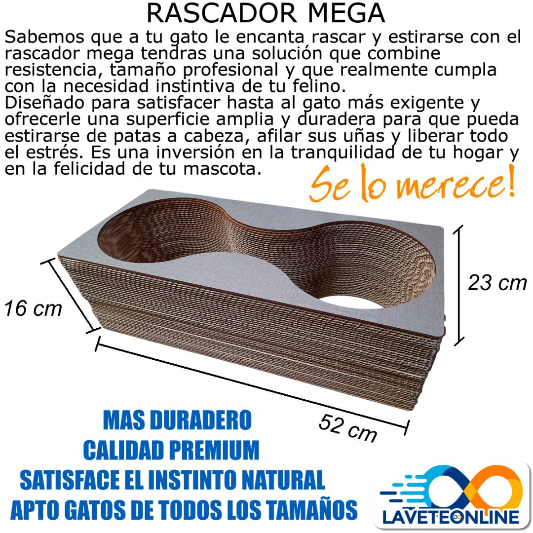 Rascador de Carton Mega Tamaño grande con catnip - Imagen 2