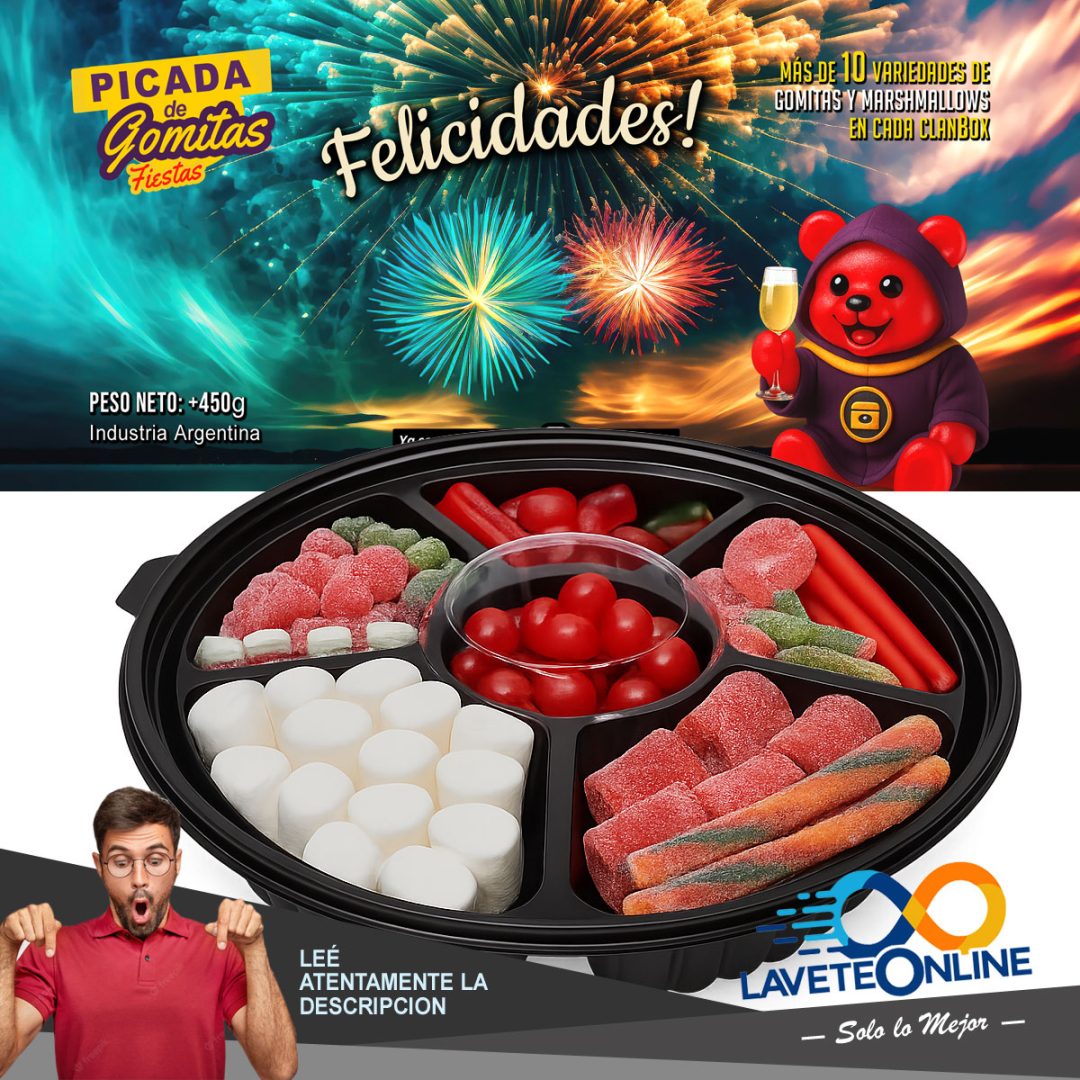 Bandeja Dulce Navideña Gomitas Regalo Original Fiestas 2026 - Felicidades V1 - Imagen 4