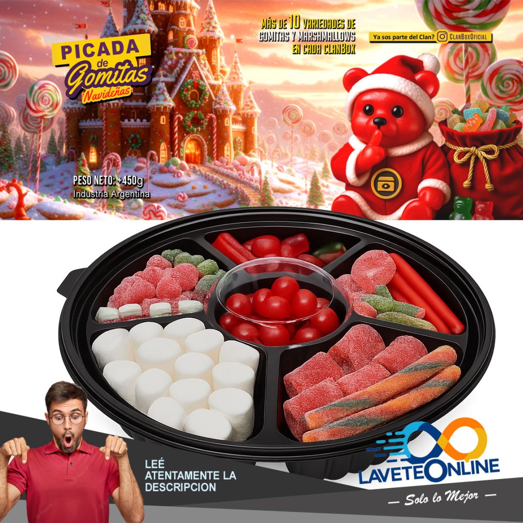 Bandeja Dulce Navideña Gomitas Regalo Original Fiestas 2026 - Feliz Navidad V2 - Imagen 3