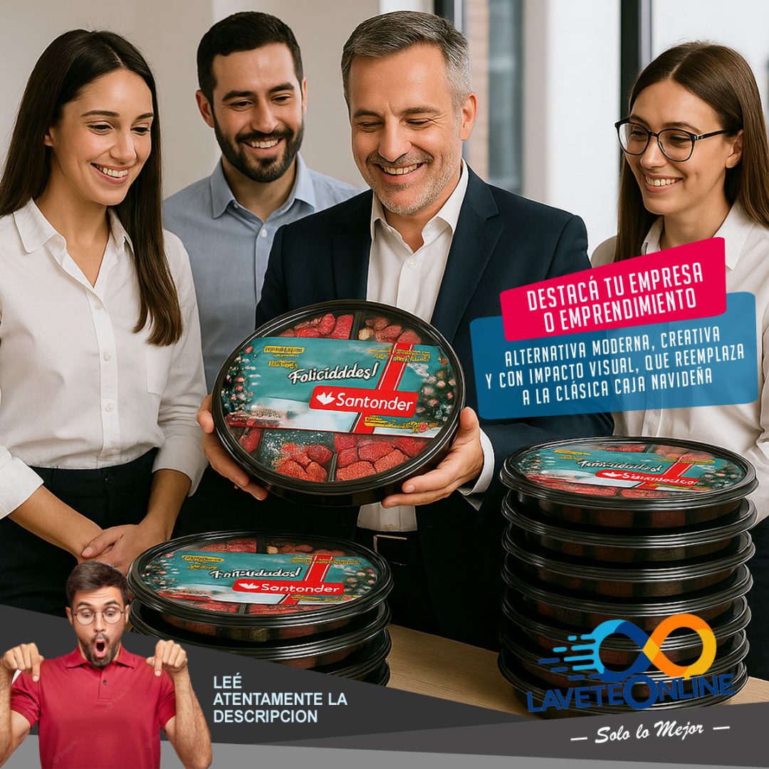 Bandeja Dulce Navidad Personalizada Con Tu Logo Regalo Empresarial - Alternativa Caja Navideña - Motivo: Chin Chin - Imagen 4