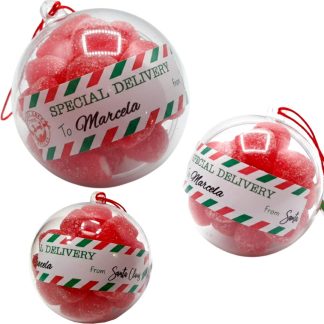 4 Esferas Navidad Personalizadas Logo Nombre C/gomitas 80g