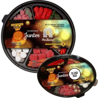 Bandeja Dulce Navidad Personalizada Con Tu Logo Regalo Empresarial - Alternativa Caja Navideña - Motivo: Celebremos Juntos