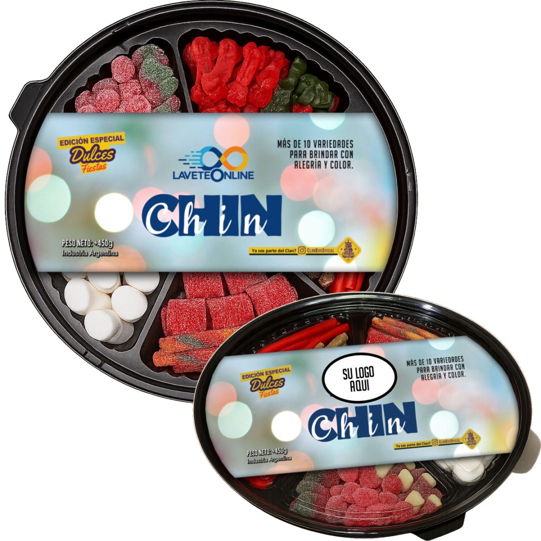 Bandeja Dulce Navidad Personalizada Con Tu Logo Regalo Empresarial - Alternativa Caja Navideña - Motivo: Chin Chin