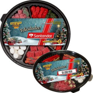 Bandeja Dulce Navidad Personalizada Con Logo Tu Regalo Empresarial - Alternativa Caja Navideña - Motivo: Felicidades