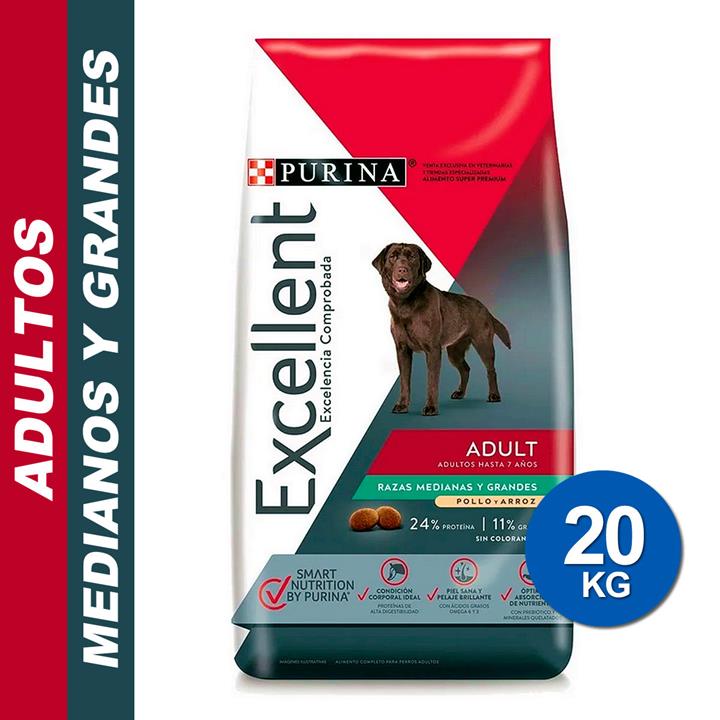 Excellent Perro Adulto Medianos y Grandes x 20 kg - Pollo y Arroz (PP12395527)