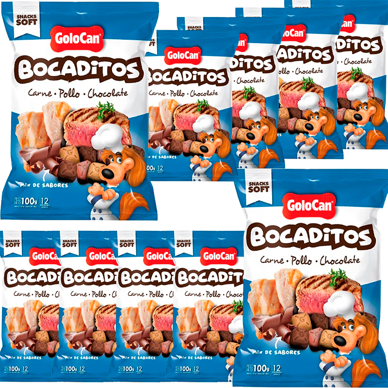 Bocaditos Golocan Carne Pollo y Chocolate Pack x 10 paquetes (GOL330X10)
